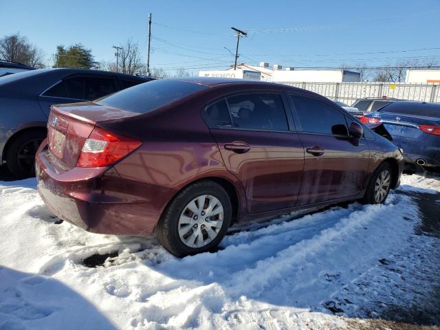 2HGFB2F51CH546407 - 2012 HONDA CIVIC LX BURGUNDY photo 3