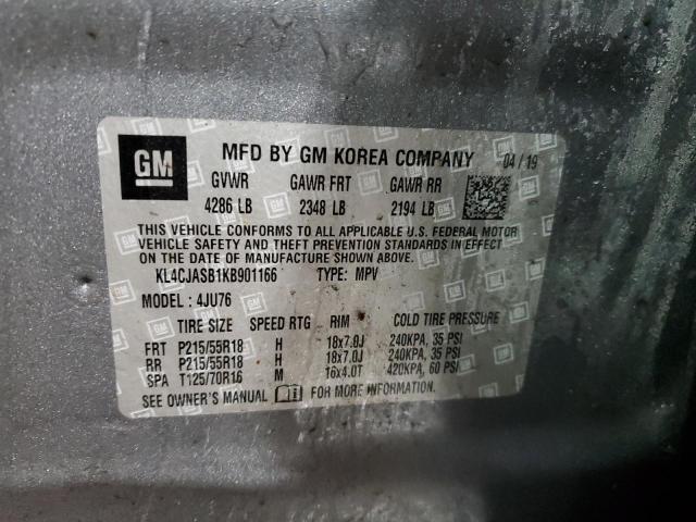 KL4CJASB1KB901166 - 2019 BUICK ENCORE PREFERRED Графитовый фото 13