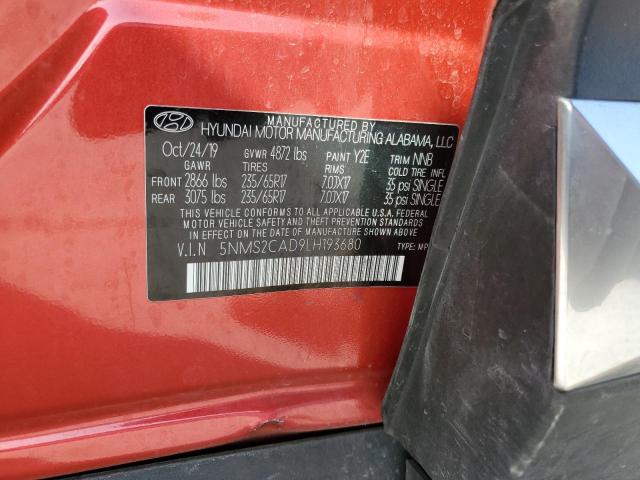 5NMS2CAD9LH193680 - 2020 HYUNDAI SANTA FE SE RED photo 13