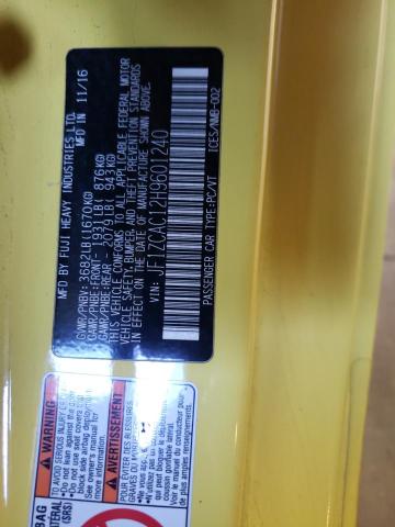 JF1ZCAC12H9601240 - 2017 SUBARU BRZ 2.0 LIMITED YELLOW photo 12