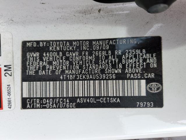 4T1BF3EK9AU539256 - 2010 TOYOTA CAMRY BASE WHITE photo 12