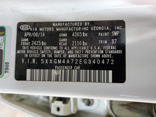 5XXGM4A72EG340472 - 2014 KIA OPTIMA LX WHITE photo 12