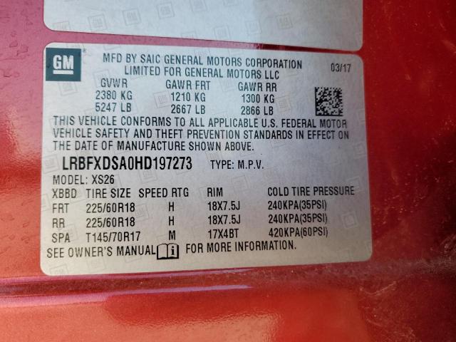 LRBFXDSA0HD197273 - 2017 BUICK ENVISION ESSENCE Կարմիր լուսանկար 13