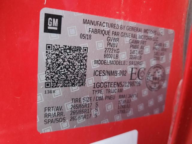 1GCGTEEN5J1298709 - 2018 CHEVROLET COLORADO ZR2 RED photo 12