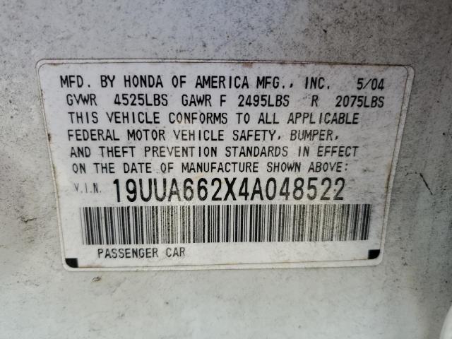 19UUA662X4A048522 - 2004 ACURA TL WHITE photo 12