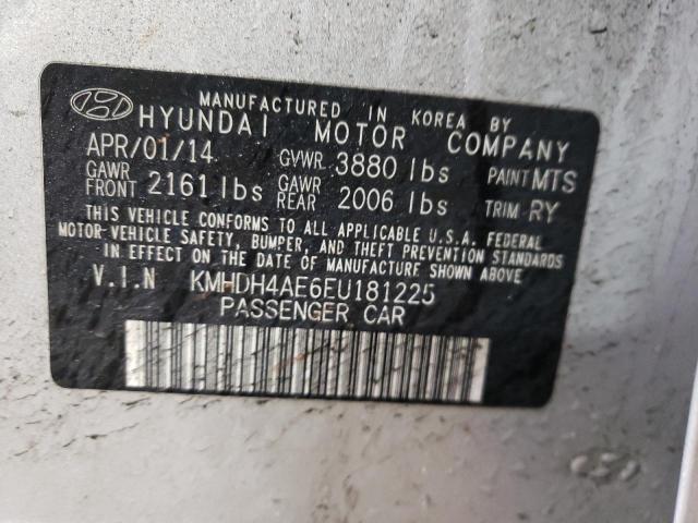 KMHDH4AE6EU181225 - 2014 HYUNDAI ELANTRA SE SILVER photo 12