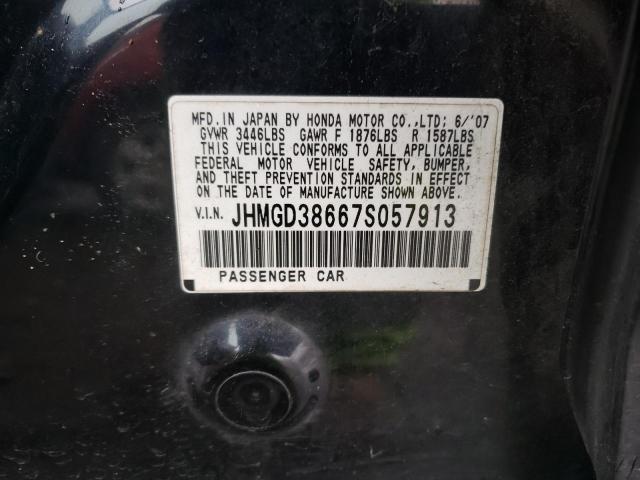 JHMGD38667S057913 - 2007 HONDA FIT S BLACK photo 12