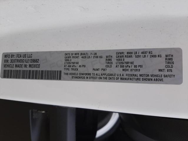 3C6TRVDG1LE139662 - 2020 RAM PROMASTER 2500 HIGH Ақ фото 13