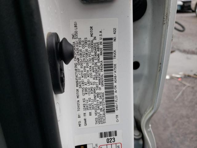 5TEJU62N37Z376366 - 2007 TOYOTA TACOMA DOUBLE CAB PRERUNNER WHITE photo 12