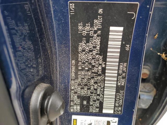JTEDP21A740011501 - 2004 TOYOTA HIGHLANDER BASE Көк фото 13