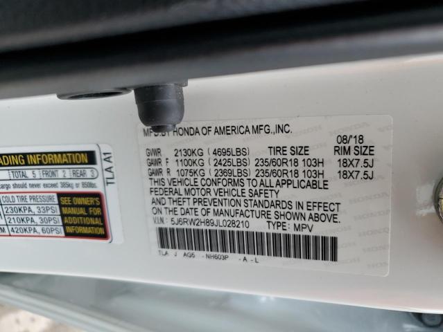 5J6RW2H89JL028210 - 2018 HONDA CR-V EXL WHITE photo 13