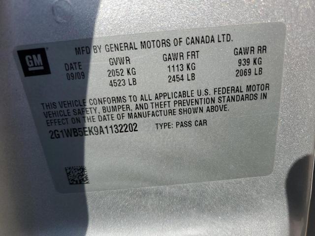 2G1WB5EK9A1132202 - 2010 CHEVROLET IMPALA LT SILVER photo 12