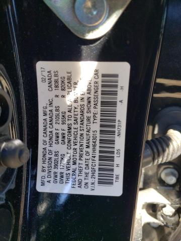 2HGFC1F41HH643015 - 2017 HONDA CIVIC EX BLACK photo 12