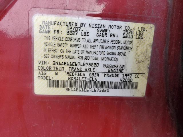 3N1AB61E67L675220 - 2007 NISSAN SENTRA 2.0 RED photo 13