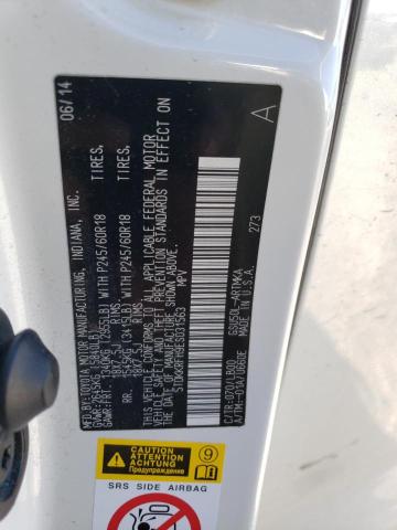 5TDKKRFH9ES031563 - 2014 TOYOTA HIGHLANDER XLE WHITE photo 13