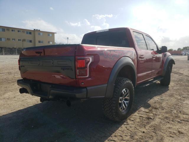 1FTFW1RG6JFE59904 - 2018 FORD F150 RAPTOR RED photo 4