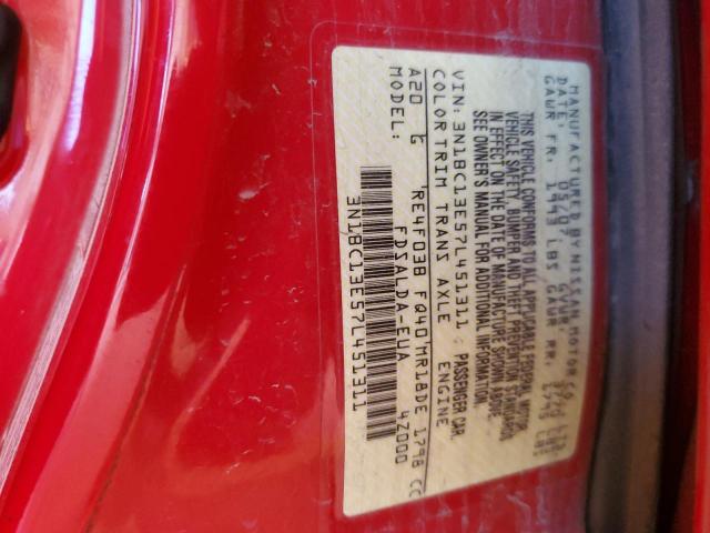 3N1BC13E57L451311 - 2007 NISSAN VERSA S RED photo 13