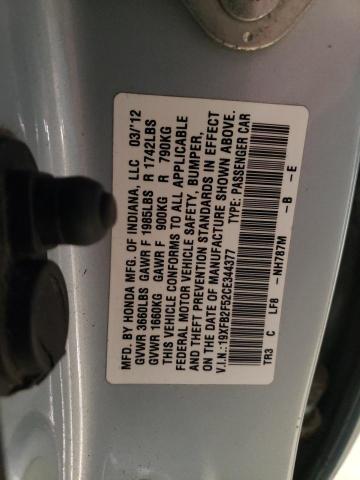 19XFB2F52CE344377 - 2012 HONDA CIVIC LX GRAY photo 12