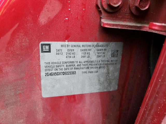 2G4GV5GV7D9223383 - 2013 BUICK REGAL GS Бордовый фото 13