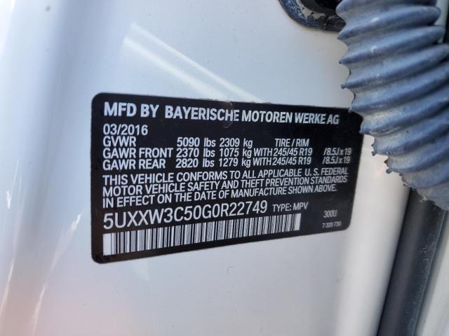 5UXXW3C50G0R22749 - 2016 BMW X4 XDRIVE28I WHITE photo 13