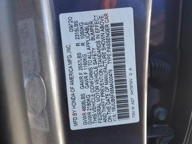 19UUB5F66MA000476 - 2021 ACURA TLX ADVANCE GRAY photo 12