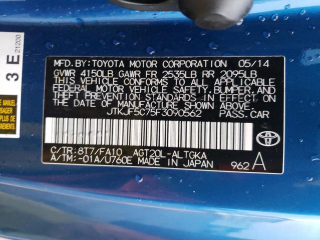 JTKJF5C75F3090562 - 2015 TOYOTA SCION TC 蓝色 照片 12
