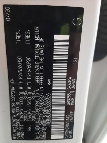 JTEBU5JR3L5830322 - 2020 TOYOTA 4RUNNER SR5/SR5 PREMIUM 白色 照片 12