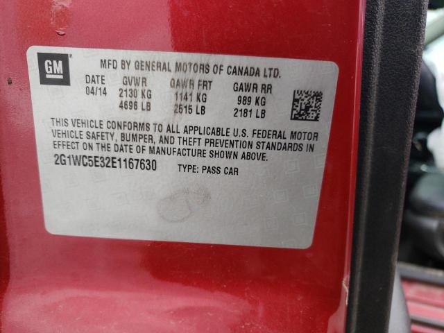 2G1WC5E32E1167630 - 2014 CHEVROLET IMPALA LIM LTZ RED photo 12