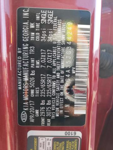 5XYPG4A35JG344249 - 2018 KIA SORENTO LX RED photo 13