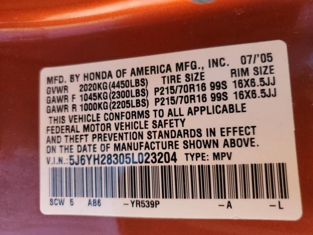 5J6YH28305L023204 - 2005 HONDA ELEMENT LX ORANGE photo 14