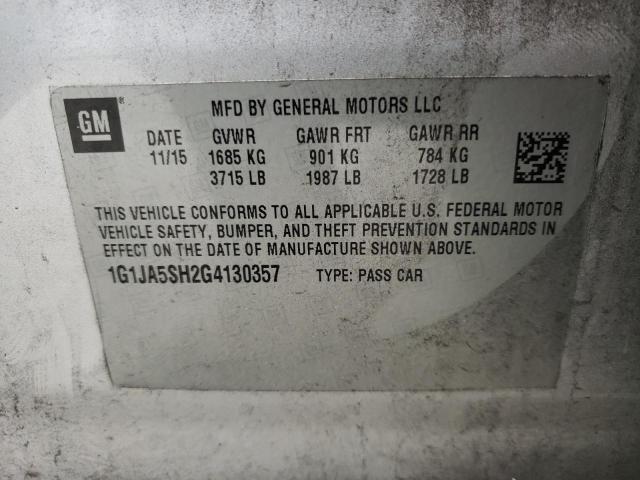 1G1JA5SH2G4130357 - 2016 CHEVROLET SONIC LS 银色 照片 12