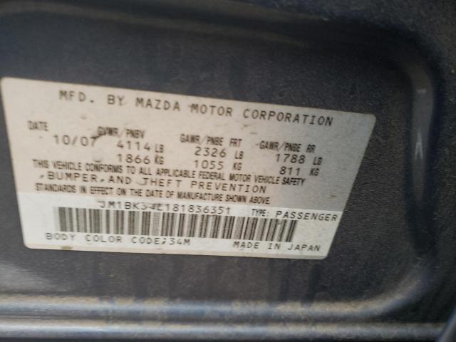 JM1BK34L181836351 - 2008 MAZDA SPEED 3 BLUE photo 12