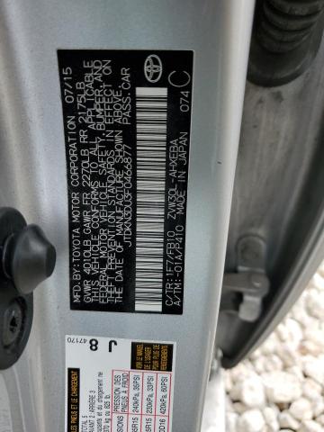 JTDKN3DU3F0466877 - 2015 TOYOTA PRIUS SILVER photo 12