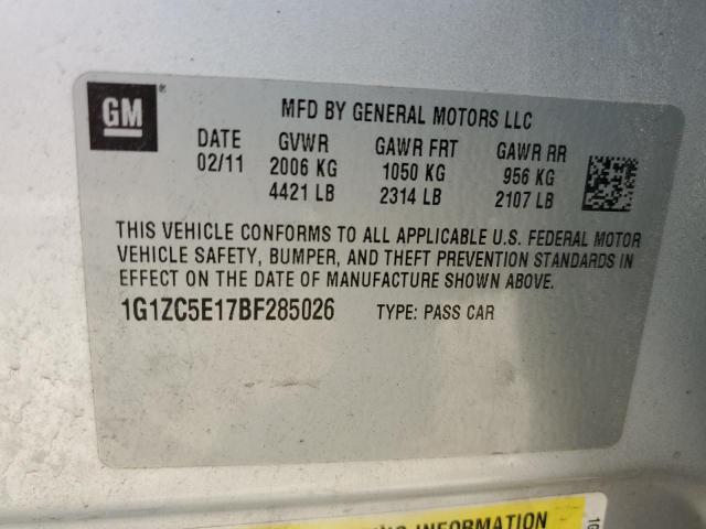 1G1ZC5E17BF285026 - 2011 CHEVROLET MALIBU 1LT SILVER photo 12