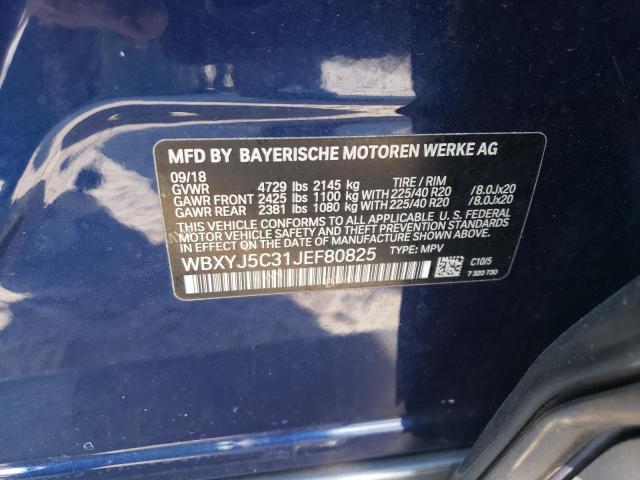 WBXYJ5C31JEF80825 - 2018 BMW X2 XDRIVE28I ლურჯი ფოტო 13