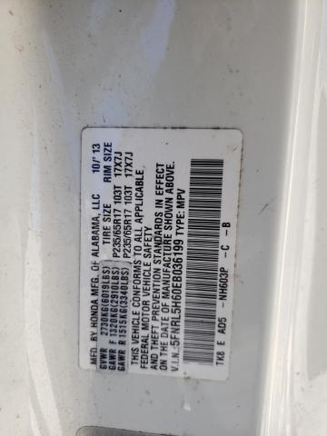 5FNRL5H60EB036199 - 2014 HONDA ODYSSEY EXL WHITE photo 13