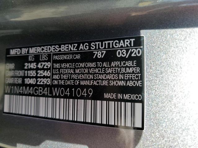 W1N4M4GB4LW041049 - 2020 MERCEDES-BENZ GLB 250 GRAY photo 14