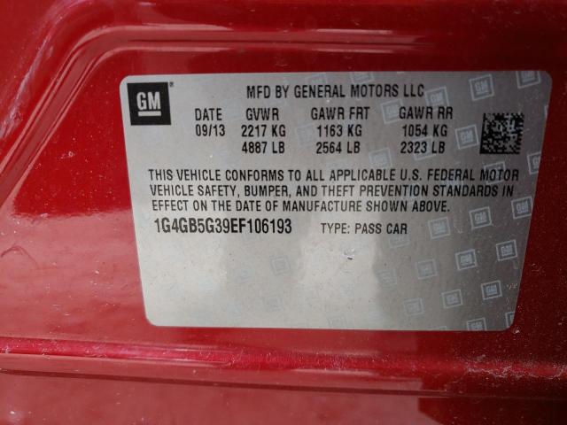 1G4GB5G39EF106193 - 2014 BUICK LACROSSE RED photo 12