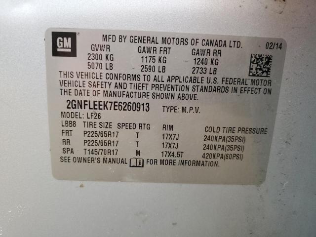 2GNFLEEK7E6260913 - 2014 CHEVROLET EQUINOX LS SILVER photo 12