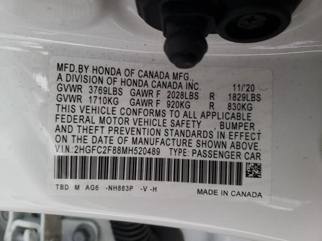 2HGFC2F88MH520489 - 2021 HONDA CIVIC SPORT 白色 照片 13