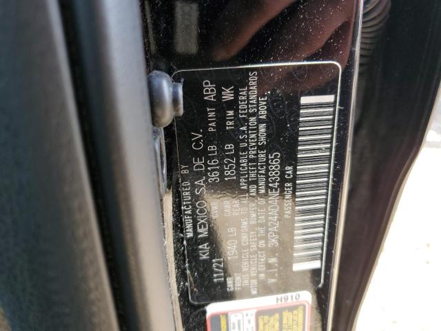 3KPA24AD4NE438865 - 2022 KIA RIO LX BLACK photo 12