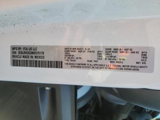 3C6LRVDG3ME570179 - 2021 RAM PROMASTER 2500 HIGH WHITE photo 13