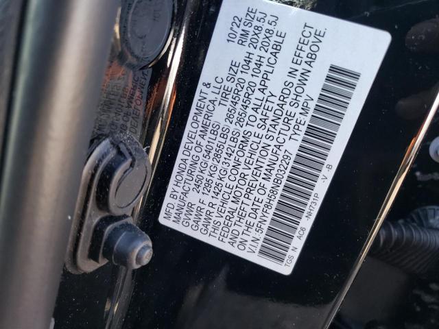5FNYF8H58NB032297 - 2022 HONDA PASSPORT EXL BLACK photo 12