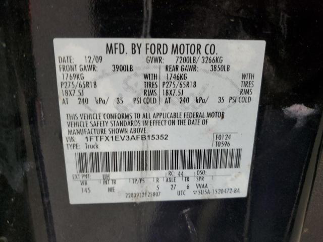 1FTFX1EV3AFB15352 - 2010 FORD F150 SUPER CAB BLACK photo 12