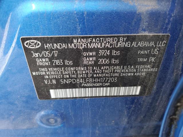 5NPD84LF8HH177203 - 2017 HYUNDAI ELANTRA SE BLUE photo 12