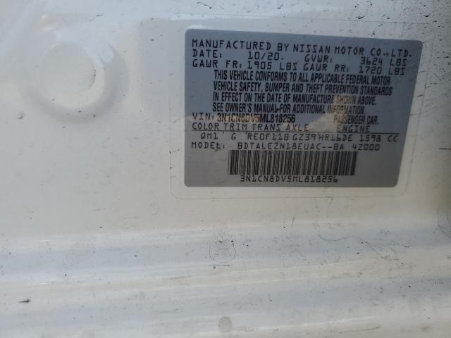 3N1CN8DV5ML818256 - 2021 NISSAN VERSA S WHITE photo 12