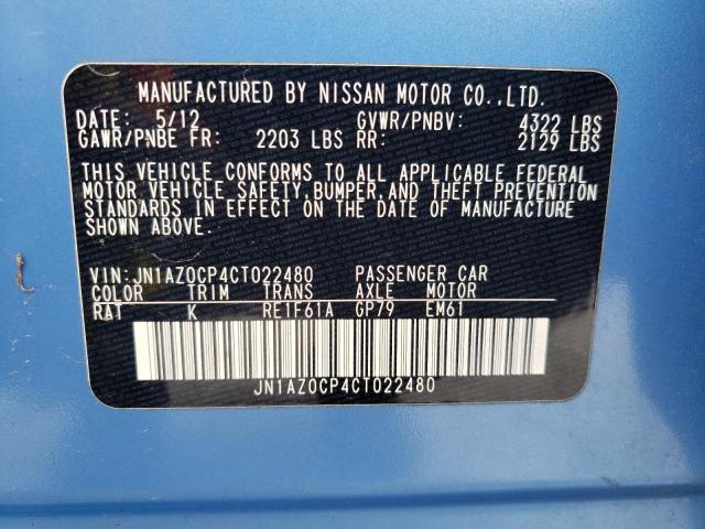 JN1AZ0CP4CT022480 - 2012 NISSAN LEAF SV BLUE photo 12