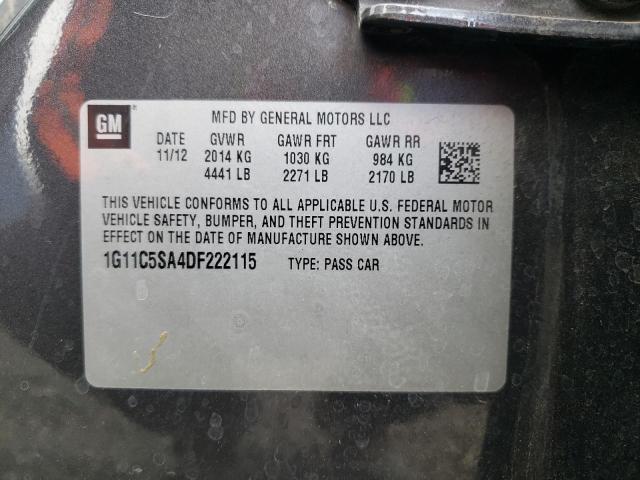 1G11C5SA4DF222115 - 2013 CHEVROLET MALIBU 1LT გრაფიტი ფოტო 12