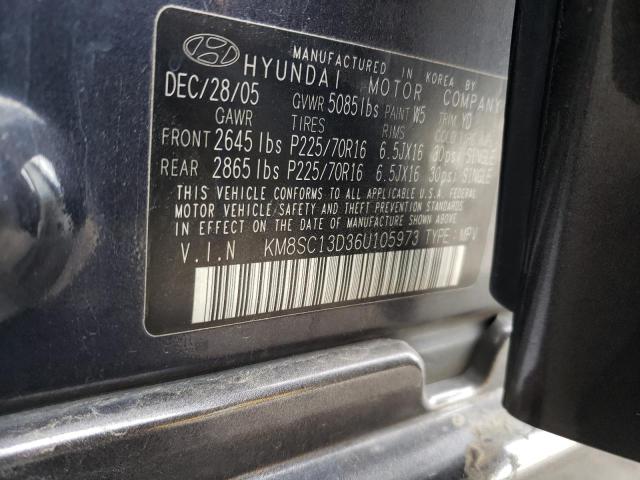 KM8SC13D36U105973 - 2006 HYUNDAI SANTA FE GLS GRAY photo 12