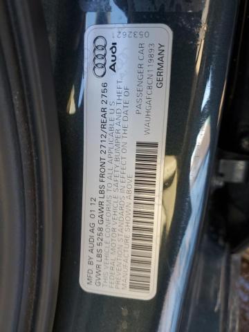 WAUHGAFC8CN119893 - 2012 AUDI A6 PRESTIGE ნაცრისფერი ფოტო 12